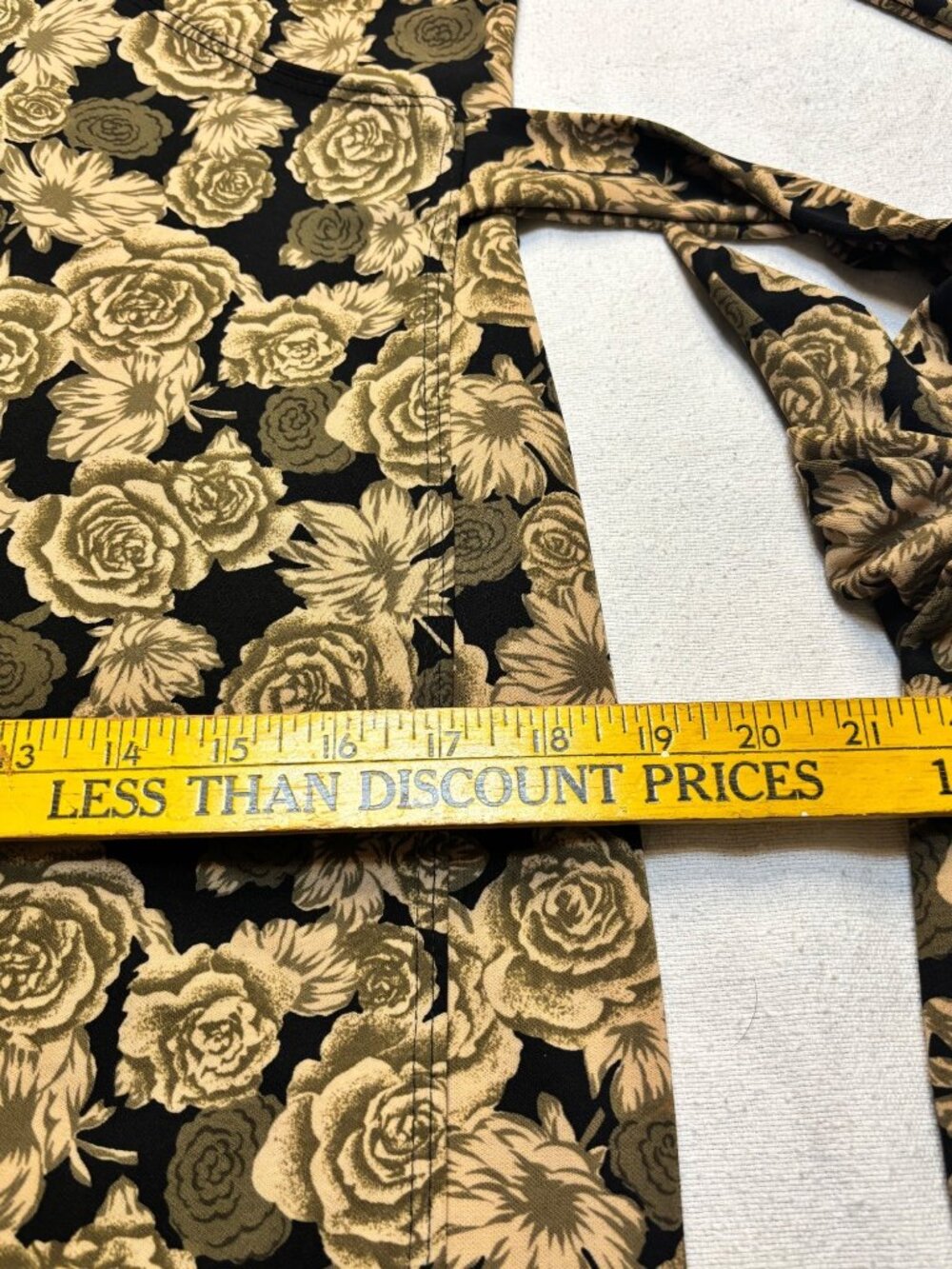 Susan Lawrence Black & Gold Floral Wrap Dress Long Sleeve Made In USA Size M - Picture 14 of 16